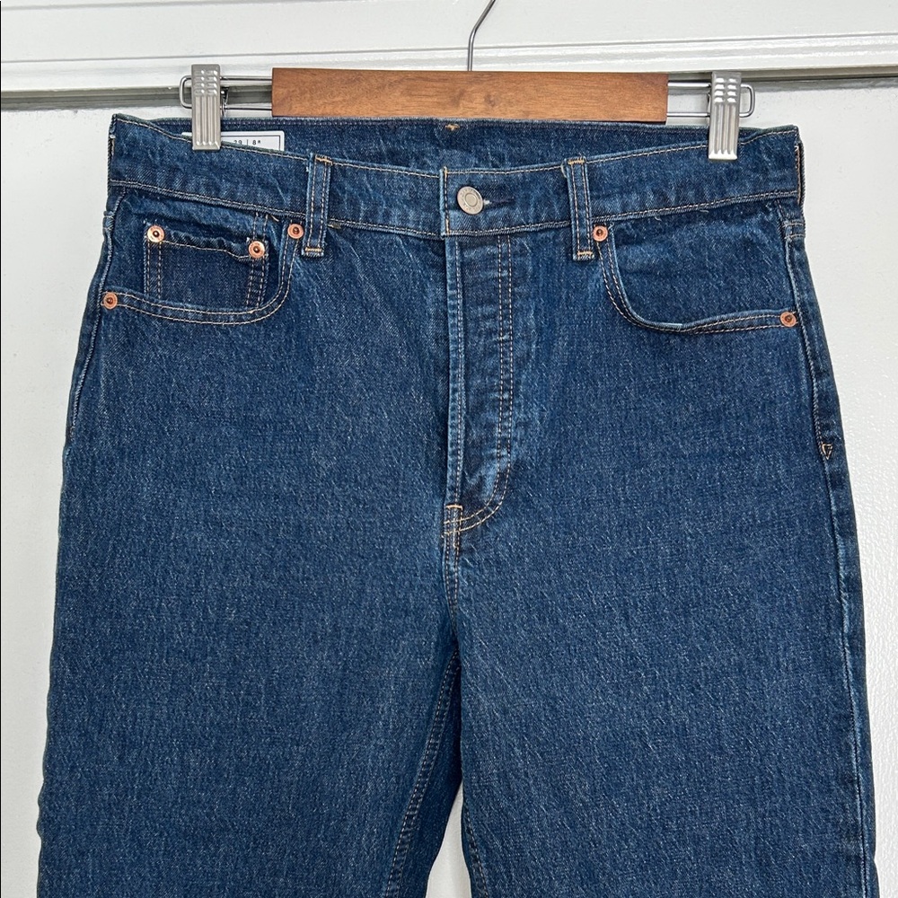 GAP Women’s cheeky straight high rise Deep Blue Jeans